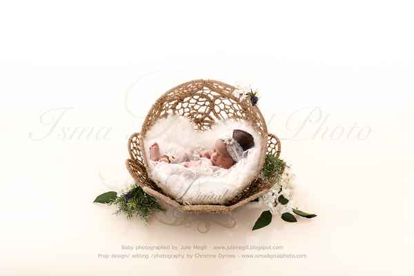 Beautiful Twine Circles Bowl - Newborn digital backdrop /background - JPG