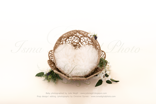 Beautiful Twine Circles Bowl - Newborn digital backdrop /background - JPG
