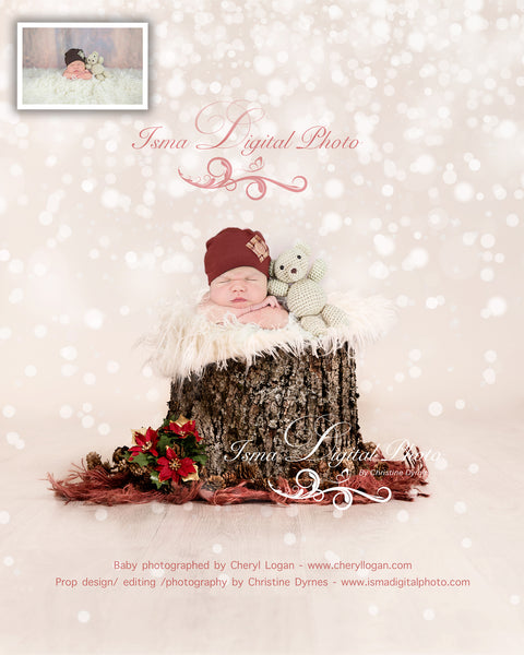 Christmas tree stump - Newborn digital backdrop - psd with layers