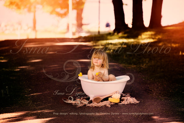 Digital Bath Tub Nature - Newborn digital backdrop /background - JPG