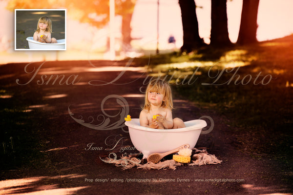 Digital Bath Tub Nature - Newborn digital backdrop /background - JPG