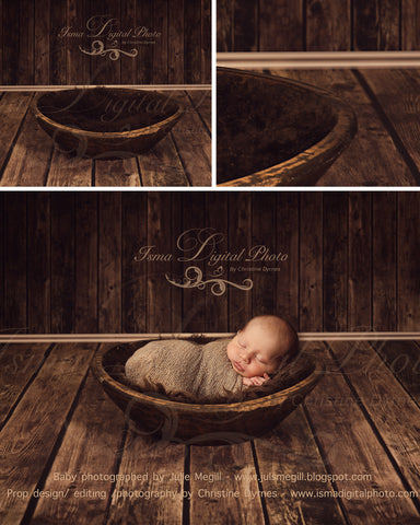 Handmade wooden bowl - Digital backdrop /background - psd with layers