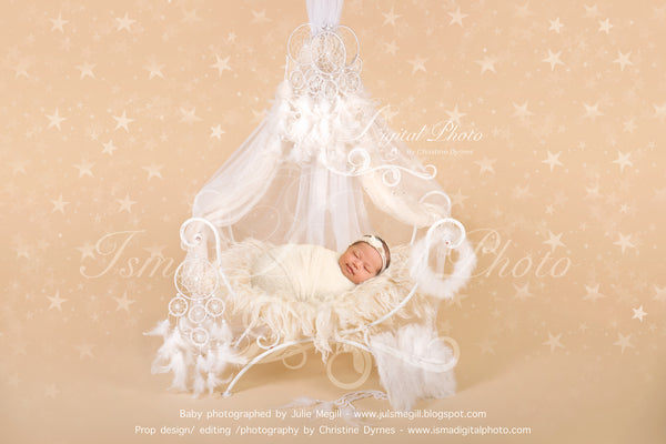 White iron bed chair with stars - Newborn digital backdrop /background - psd with layers