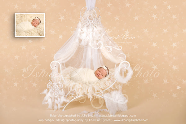 White iron bed chair with stars - Newborn digital backdrop /background