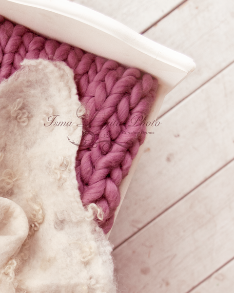 White bed with wool blanket - Digital backdrop /background - JPG