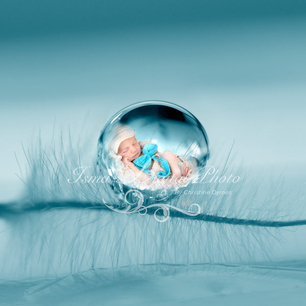 Artistic Blue Baby Drop - Beautiful Digital background Newborn Photography - Psd file with layers