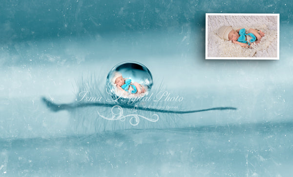 Artistic Blue Baby Drop - Beautiful Digital background Newborn Photography - Psd file with layers