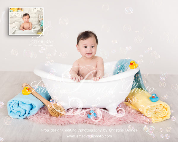 Baby Bathtub - Digital backdrop /background - psd with layers