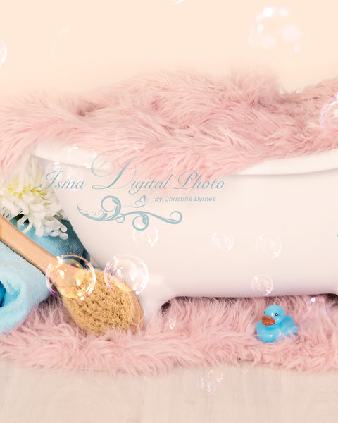 Bathtub with pink blanket - Digital backdrop /background - psd with layers