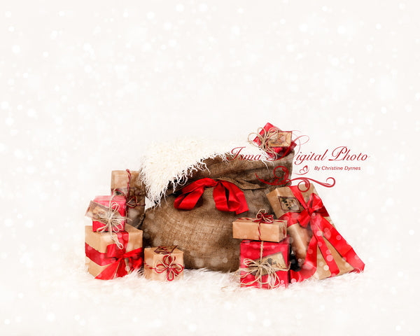Christmas bag and gifts 2 - Digital backdrop /background - psd with layers