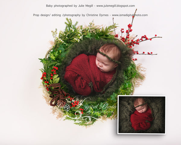 Christmas garland - Digital backdrop /background - psd with layers