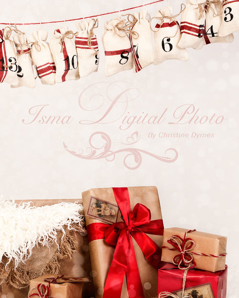 Christmas Gifts - Beautiful Digital background Newborn Photography Prop download - psd with Layers