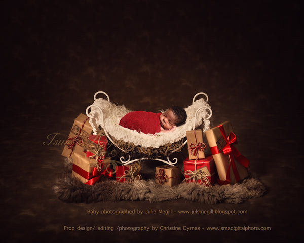 Christmas iron bed chair gifts - Digital backdrop /background - psd with layers