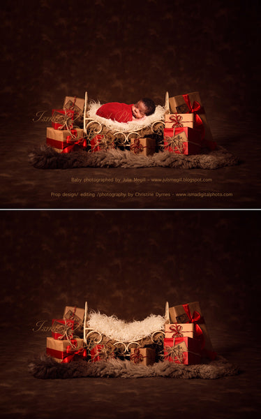 Christmas iron bed gifts - Digital backdrop /background - psd with layers
