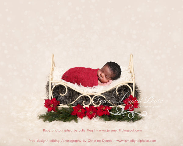 Christmas iron bed - Digital backdrop /background - psd with layers