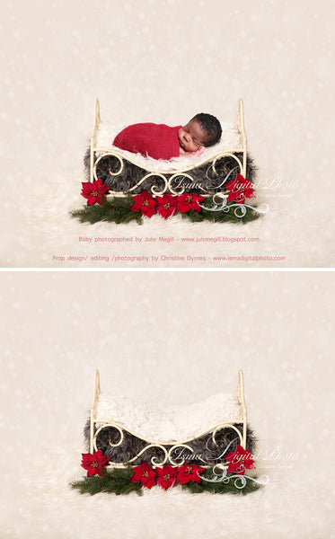 Christmas iron bed - Digital backdrop /background - psd with layers