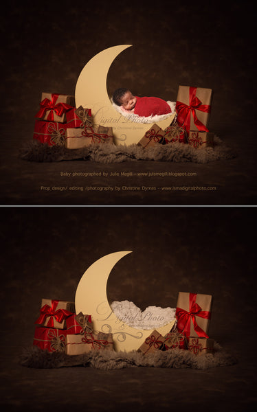 Christmas moon - Digital backdrop /background - psd with layers