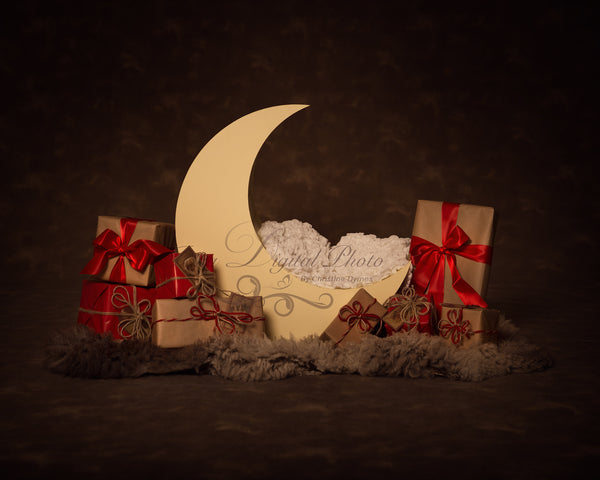 Christmas moon - Digital backdrop /background - psd with layers