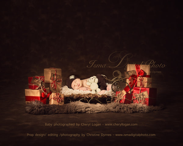Christmas sled gifts - Digital backdrop /background - psd with layers