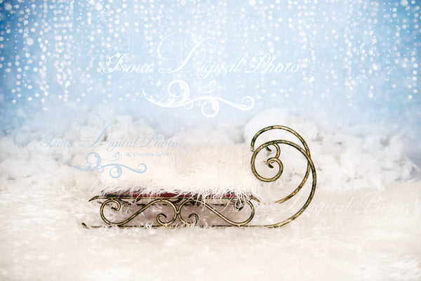 Christmas sled - Newborn digital backdrop - psd with layers