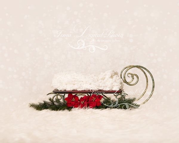 Christmas Sleigh  - Beautiful Digital background Newborn Photography Prop download - psd with layers