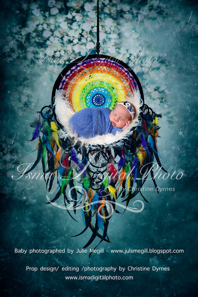 Colorful dreamcatcher - Digital backdrop /background - psd with layers