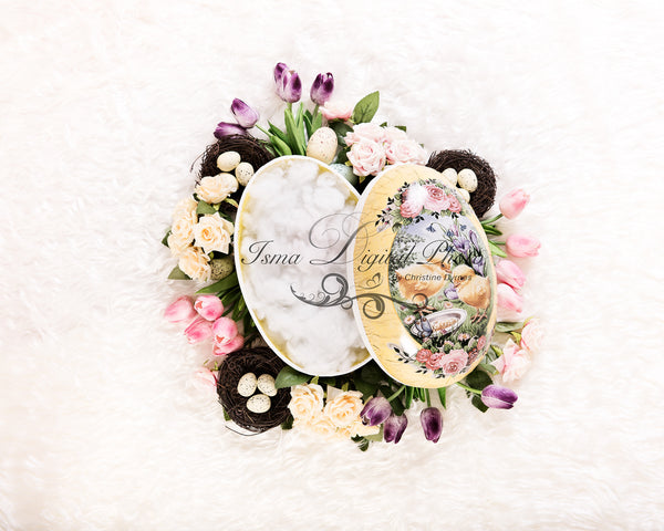 Easter Egg With Flower - Beautiful Digital background Newborn Photography Props download