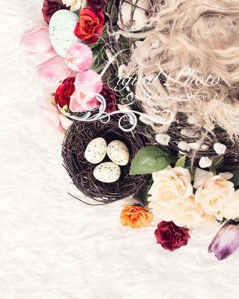 Easter Wreath With Flower 2 - Beautiful Digital background Newborn Photography Props download