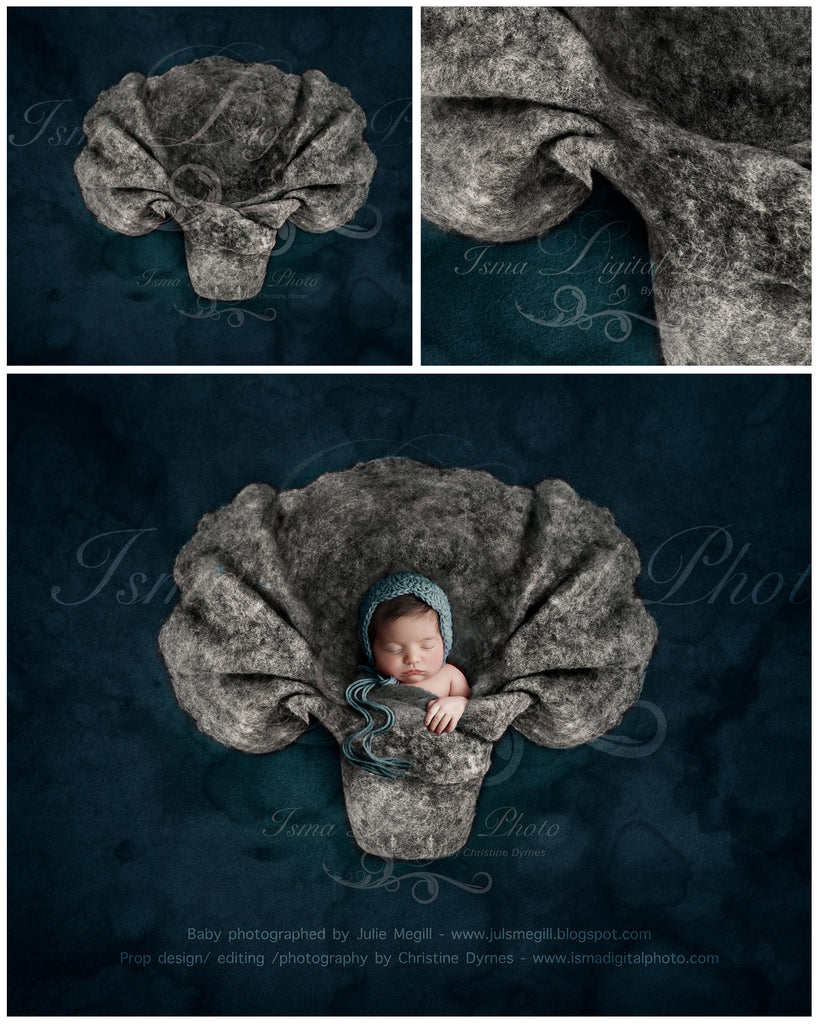 Newborn felted wool bed 2 - Digital backdrop /background - psd with layers