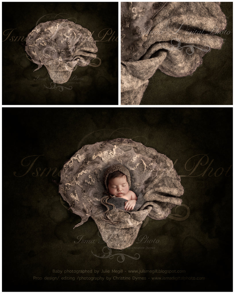 Newborn felted wool bed 5 - Digital backdrop /background - psd with layers