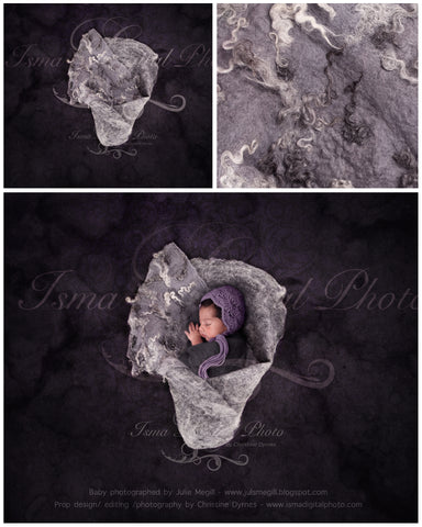 Newborn felted wool bed 3 - Digital backdrop /background - psd with layers