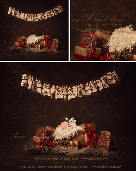 Christmas gifts with - Digital backdrop /background - psd with layers