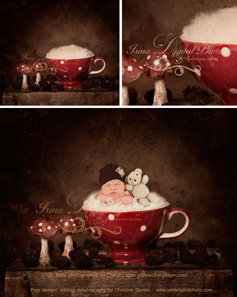 Christmas cup - Digital backdrop /background - psd with layers