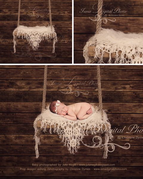 Wooden swing with wooden background - Digital backdrop /background - psd with layers
