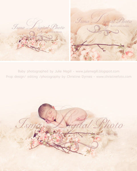 Soft Wool Bed with Flower - Beautiful Digital background Newborn Photography Props download