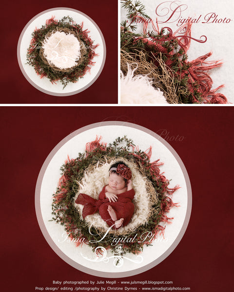 Newborn Christmas nest 7 - Digital backdrop /background - psd with layers
