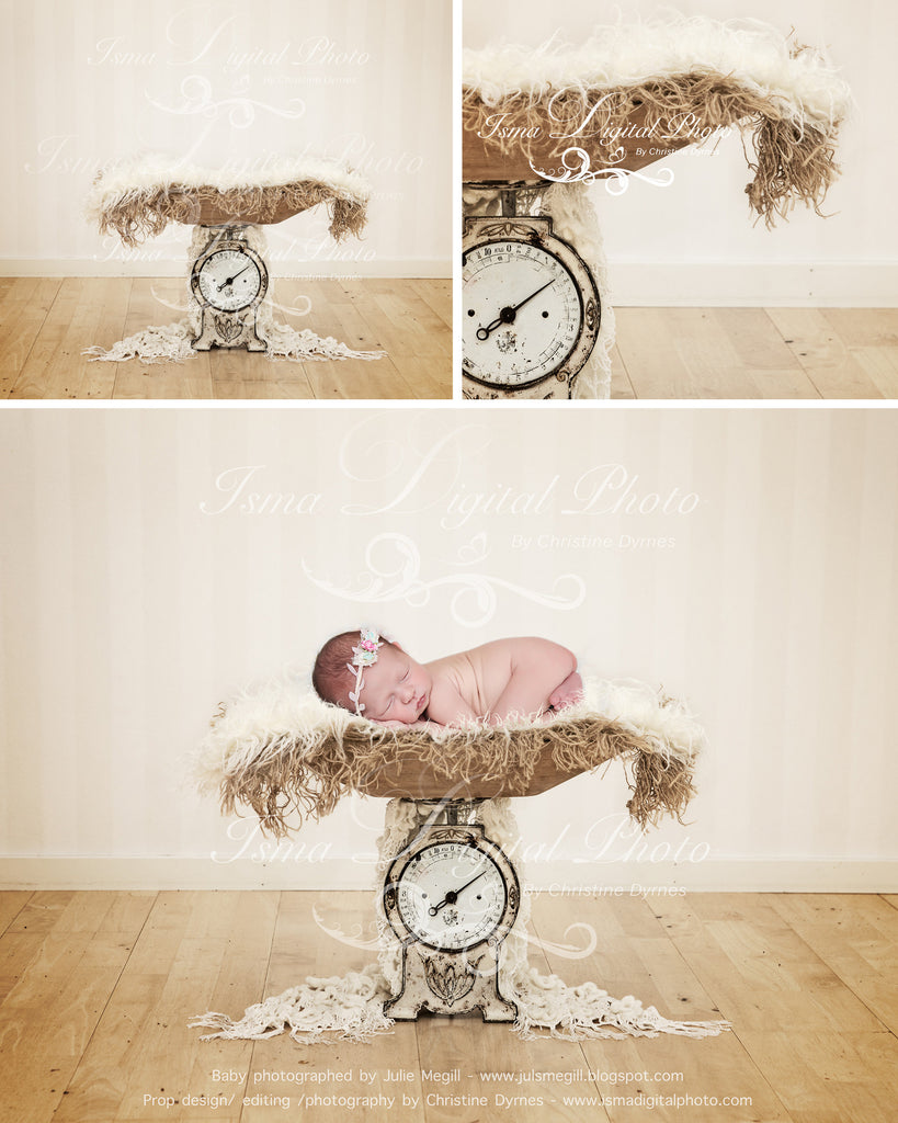 Beautiful antique scale - Newborn digital backdrop /background - psd with layers