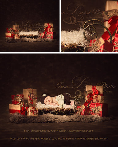 Christmas sled gifts - Digital backdrop /background - psd with layers