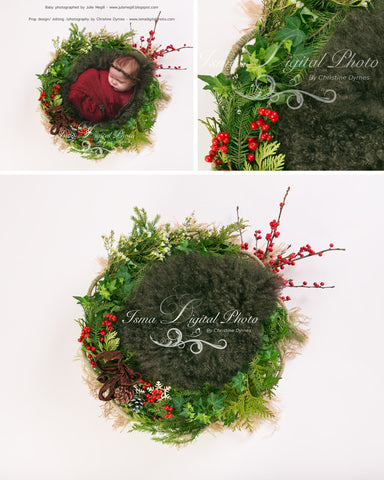 Christmas garland - Digital backdrop /background - psd with layers