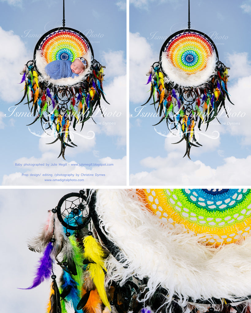 Colorful dreamcatcher - Digital backdrop /background - psd with layers