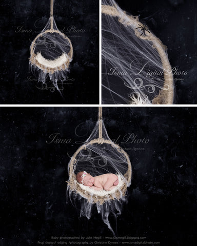 Halloween hanging circle design - Newborn digital backdrop /background - psd with layers