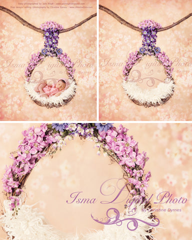 Flowers Garland Baby Swing  - Digital Newborn Photography Prop download, with flower background