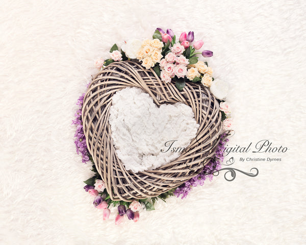 Heart with flowers - Digital backdrop /background