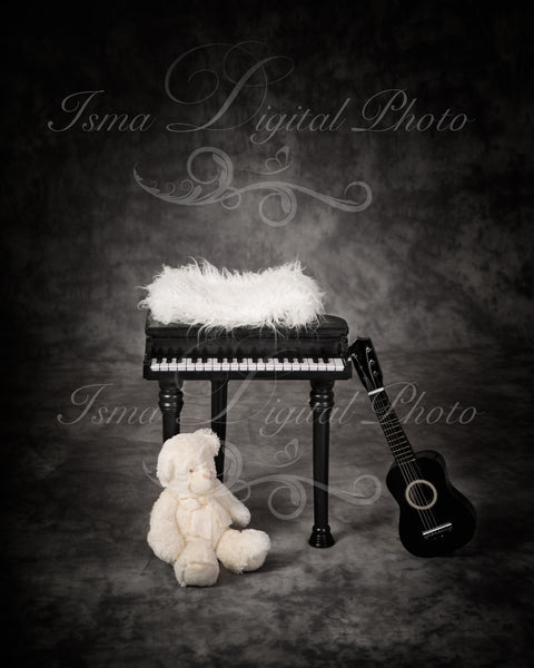 Instrument props - piano and guitar - Digital backdrop /background - psd with layers