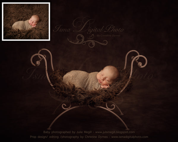 Iron bed chair with dark background - Digital backdrop /background - psd with layers
