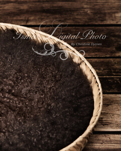 Basket Wooden Floor Whit Brown Wool 3 - Beautiful Digital background backdrop Newborn Photography Prop download