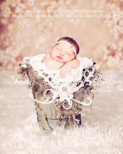 Bucket With Flowers Background  - Beautiful Digital Newborn Photography Props download