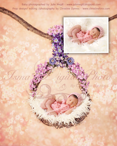 Flowers Garland Baby Swing  - Digital Newborn Photography Prop download, with flower background