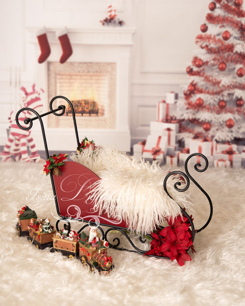 Christmas Background With Sleigh - Beautiful Digital background backdrop download