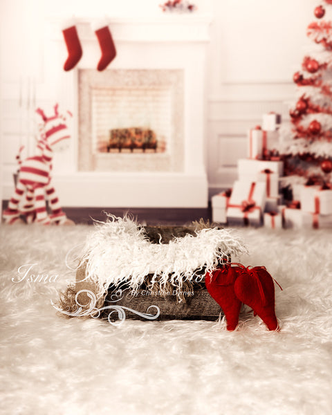 Christmas background with wooden box - Digital backdrop /background
